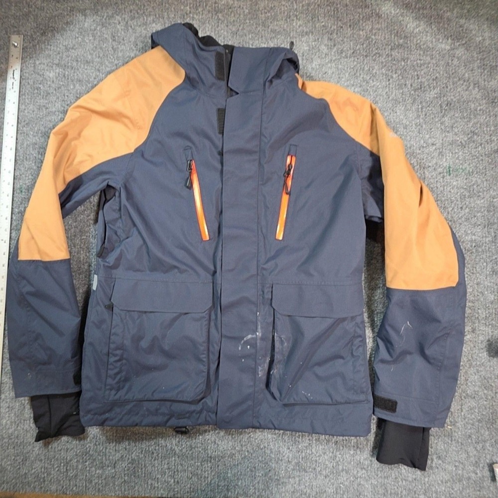 Ski-Doo Mens Medium Blue Colorblock Hooded Insulated Ski Snow Winter Jacket